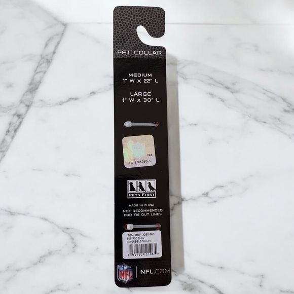 Buffalo Bills Dog Collar Size M Reversible Pet Collar Two-Sided NFL Pets First - Picture 10 of 11